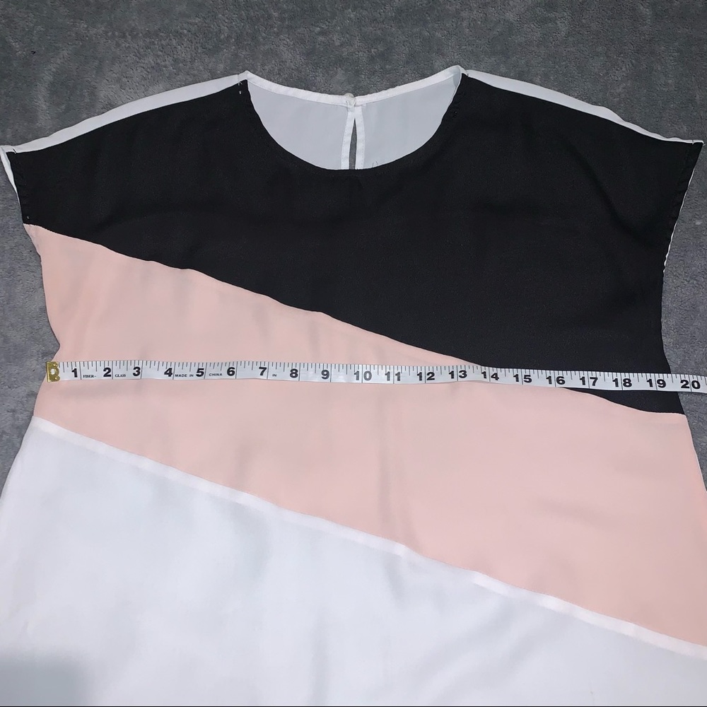 Black, Pink & White Stripe Women’s Blouse Size:L - Picture 5 of 8